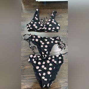Hollister Black Floral Bikini